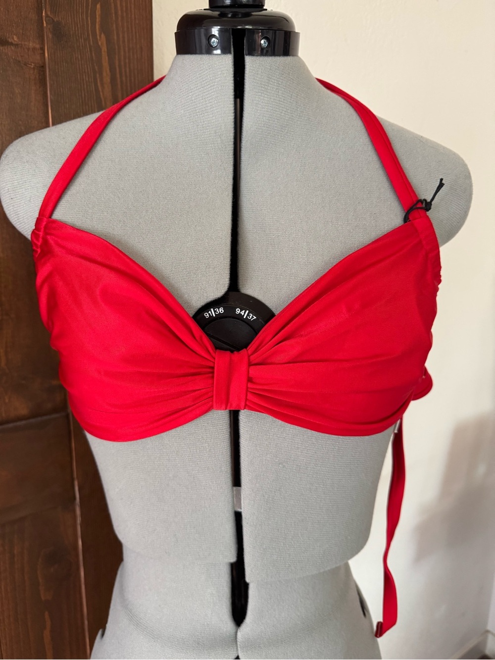Free People Frankie's Bikinis Reece Red Satin Bandeau Bikini Top - Picture 2 of 7
